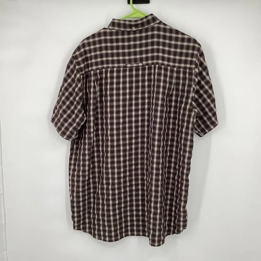 Mens The North Face Plaid short sleeved Button Up Shirt Gray XL‎